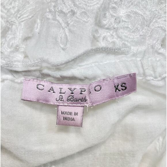 Calypso St Barth sz XS Sheer White Embroidered Tunic Dress Cotton Scoop Neck - Picture 6 of 15
